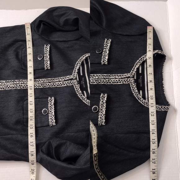 NWT Talbots Petite Tweed Fringe Denim Lined Patch Pockets Business Blazer Sz 8P - Picture 13 of 15